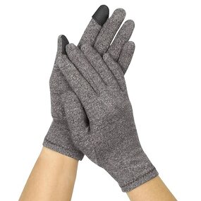 Heated Spandex Gloves - Grey Touchscreen Compression for Arthritis Pain Relief