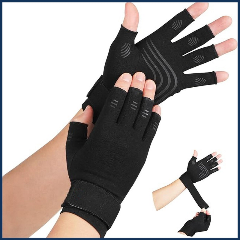Cycling Gloves - Half-Finger Compression Strap Non-Slip for Sports Training