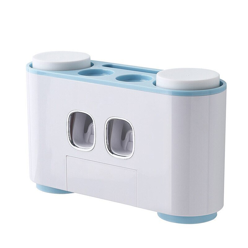 Toothpaste Dispenser Set - Wall Mounted Hands Free with Toothbrush Holder