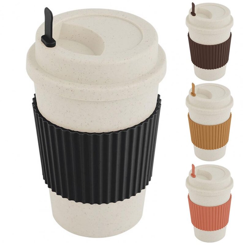Plastic Travel Mug - Wheat Portable Straw Double Layer Eco Friendly