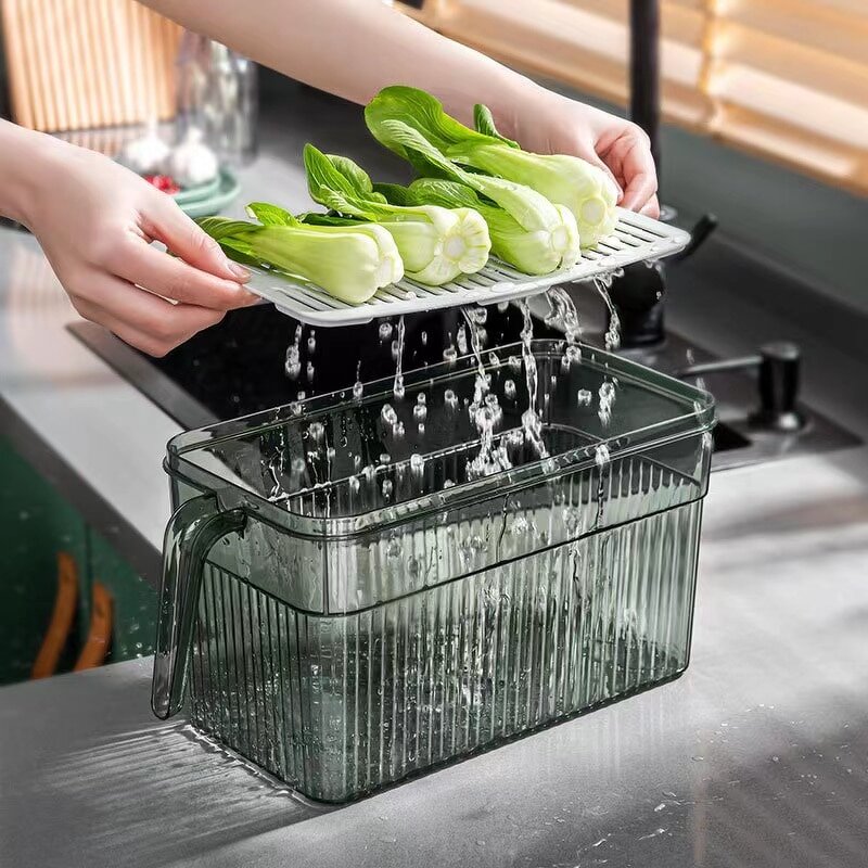 Refrigerator Organizer - Stackable Clear Plastic with Freshness Timer