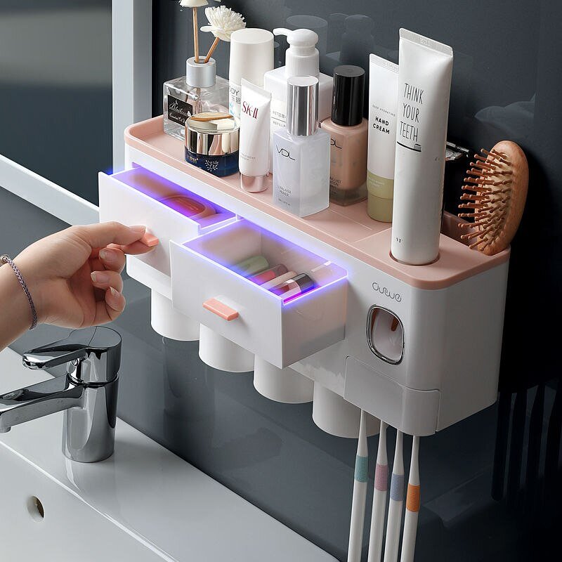 Bathroom Tools Set - Toothbrush Holder & Automatic Toothpaste Dispenser