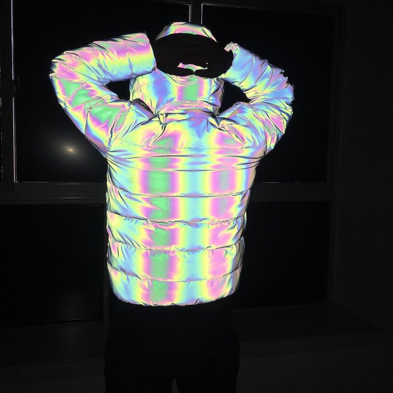 Safety Clothing - Holographic Stripe Reflective Men's Hip Hop Streetwear