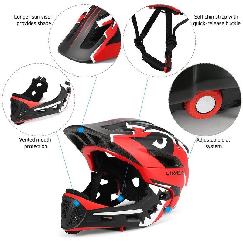 Full Face Helmet - Kids Detachable for Cycling Skateboarding Roller Skating