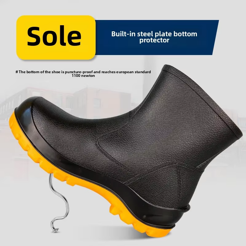 Labor Protection Shoes - PVC Steel Toe Acid Alkali Resistant Anti-Slip