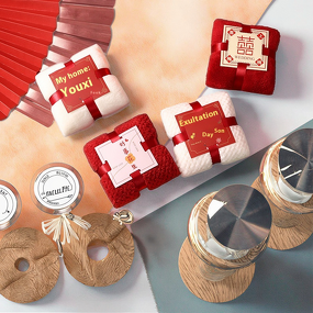 Square Towel - Creative Coral Fleece for Wedding Return Gift & Spa