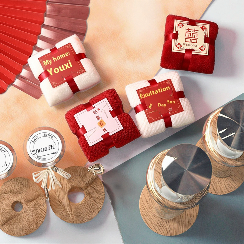 Square Towel - Creative Coral Fleece for Wedding Return Gift & Spa