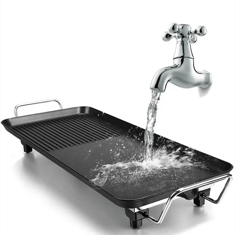 Electric BBQ Grill - Smokeless Metal Indoor with Safety Button Control