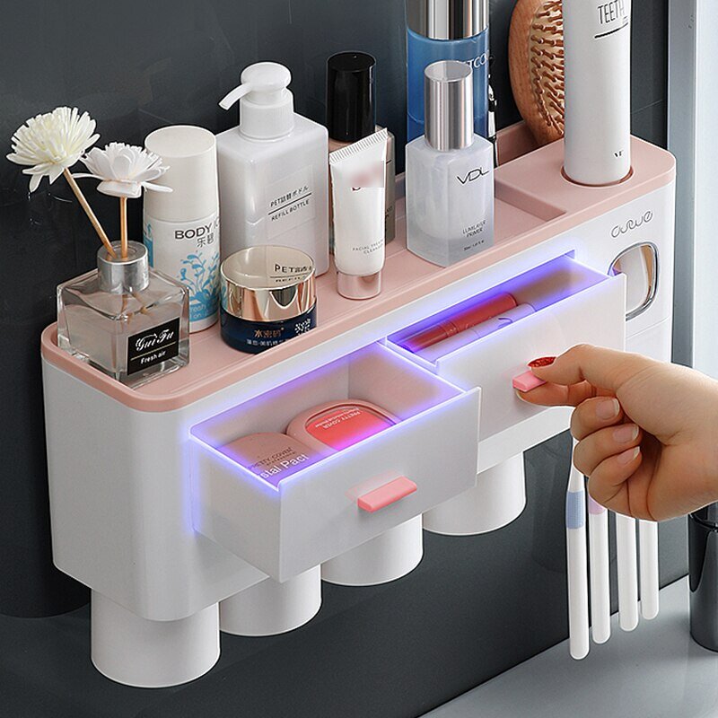 Bathroom Tools Set - Toothbrush Holder & Automatic Toothpaste Dispenser