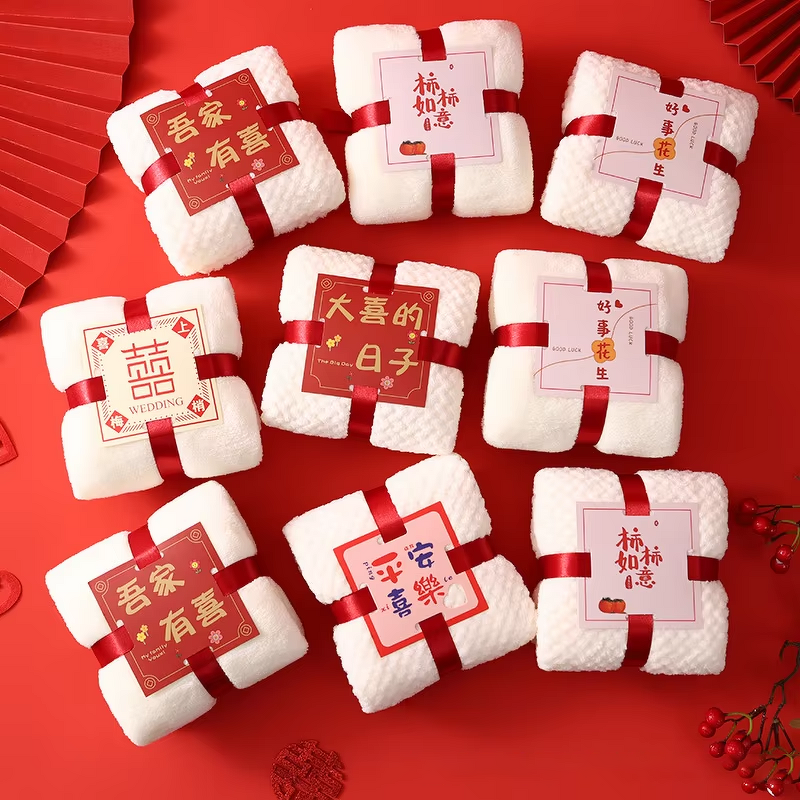 Square Towel - Creative Coral Fleece for Wedding Return Gift & Spa