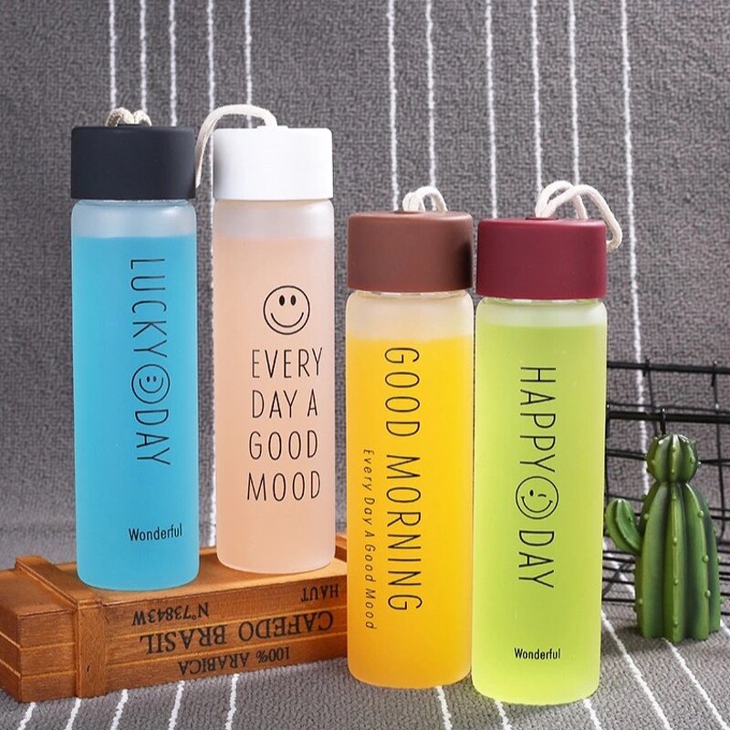 Glass Water Bottles - High Borosilicate Custom Logo Frosted Tumbler