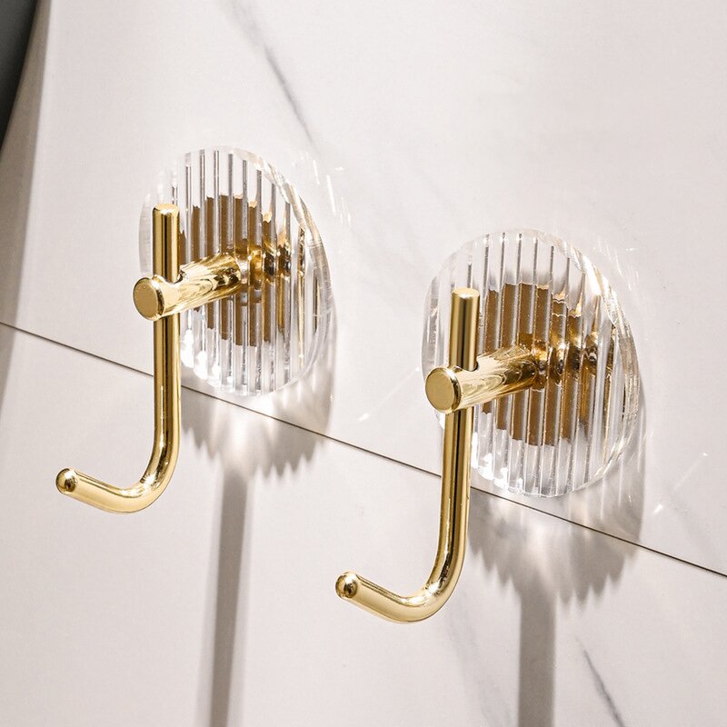 Wall Hooks - Acrylic Single Hanging Gold Silver Decorative Nail Free