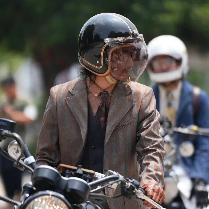 Motorcycle Helmet - Retro Semi-Open 3/4 for Cross-Country Riding