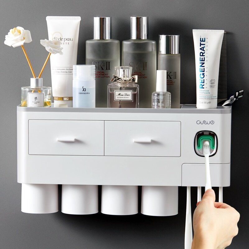 Bathroom Tools Set - Toothbrush Holder & Automatic Toothpaste Dispenser