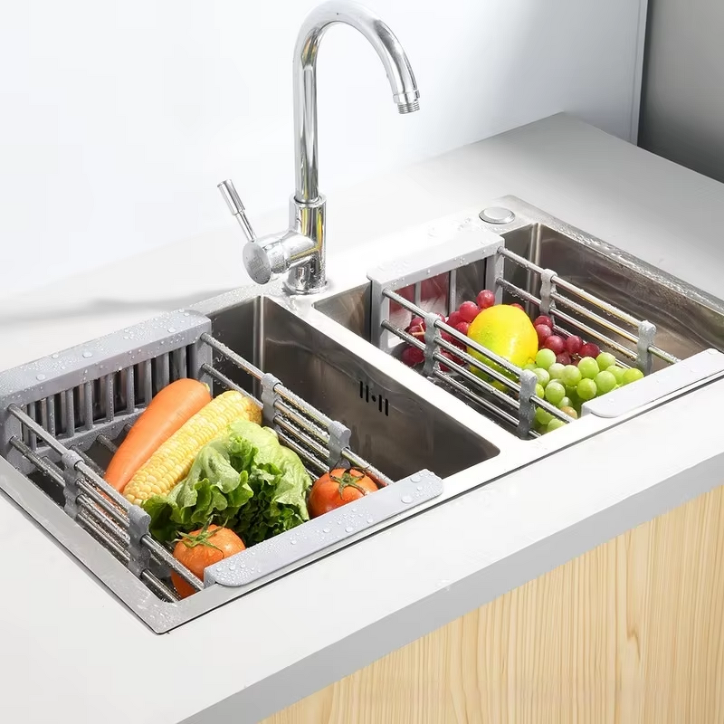 Dish Drying Rack - Single-Tier Retractable for Sink Fruit & Vegetable