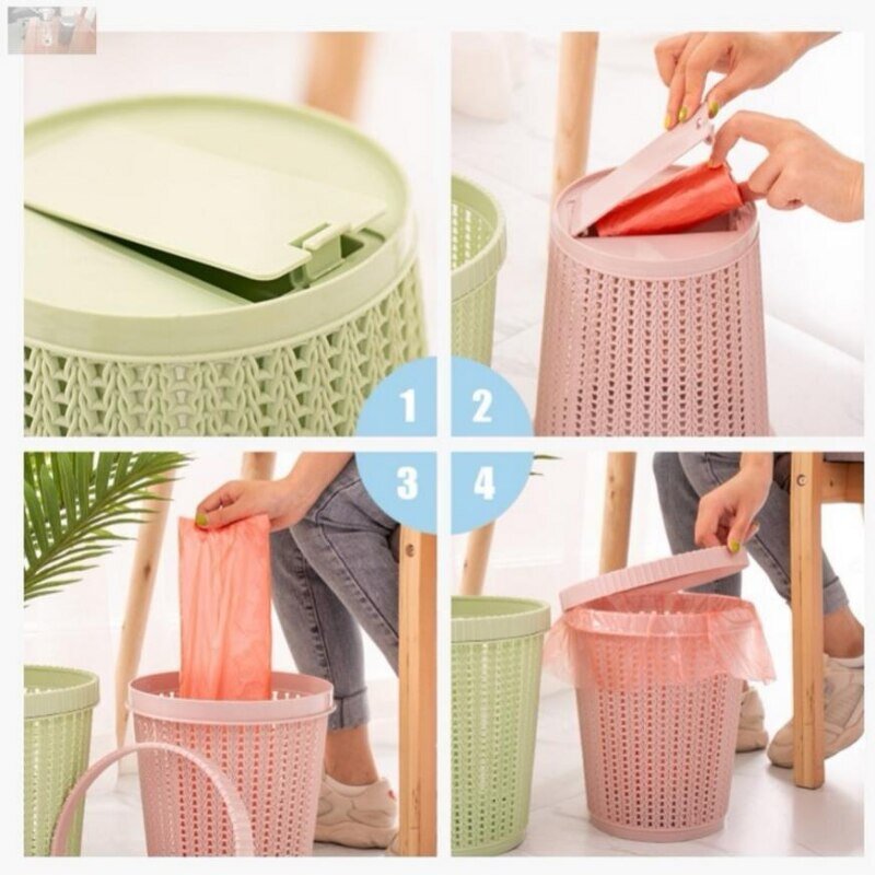 Plastic Trash Bin - Household Automatic Bagging with Press Trap Bag