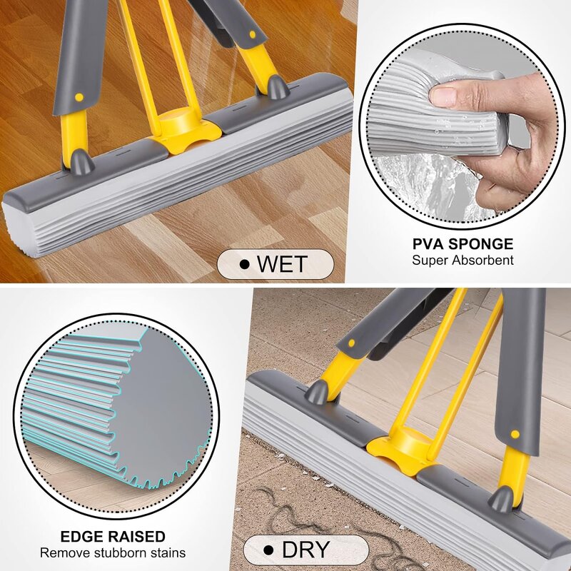 Telescopic Mop - 360 Swivel Steel Adjustable for Tub Tile Floor Window