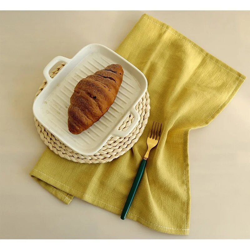 Kitchen Towels - 40x40cm Ultra Soft Cotton Handmade 100% Linen Absorbent