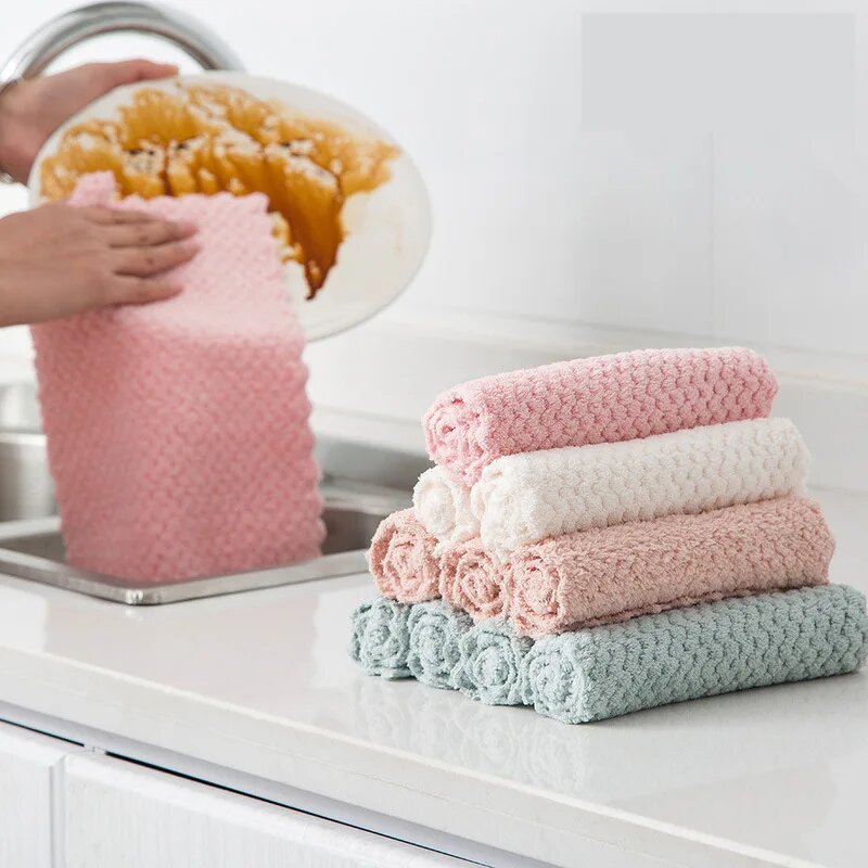 Microfiber Hand Towels - Pineapple Grid Thickened Absorbent for Household