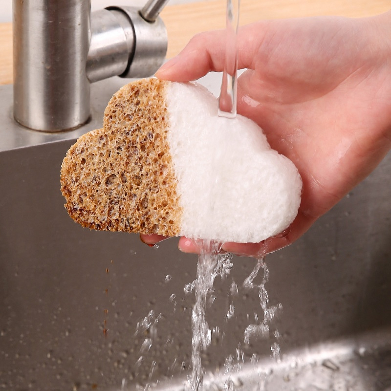 Dishwashing Sponge - Natural Wood Pulp with Nylon Magic Wipe Kitchen