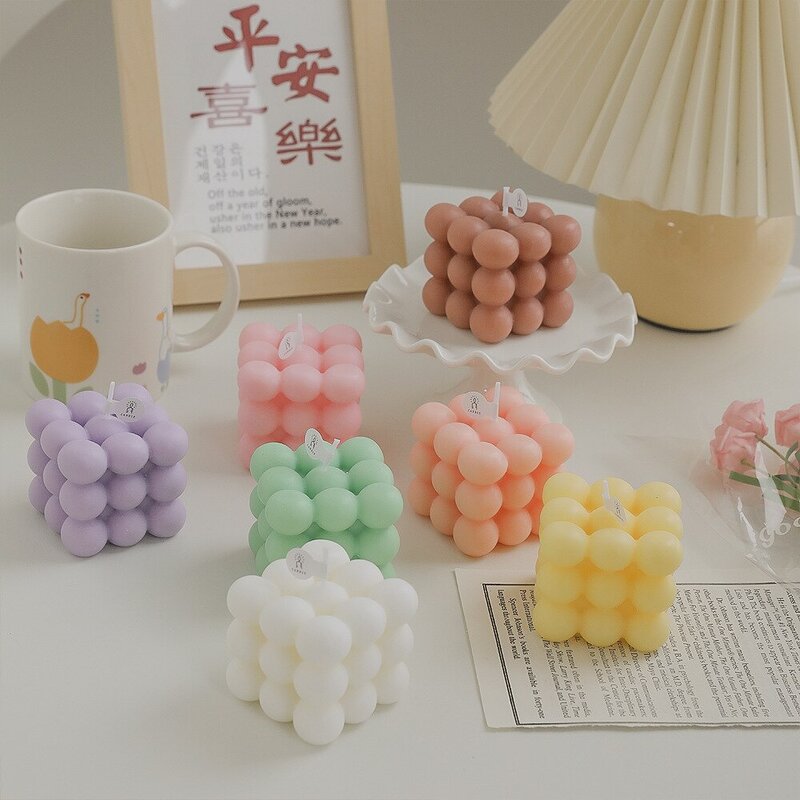 Scented Candle - Paraffin Wax Bubble Rubik's Cube Colored for Home Decoration