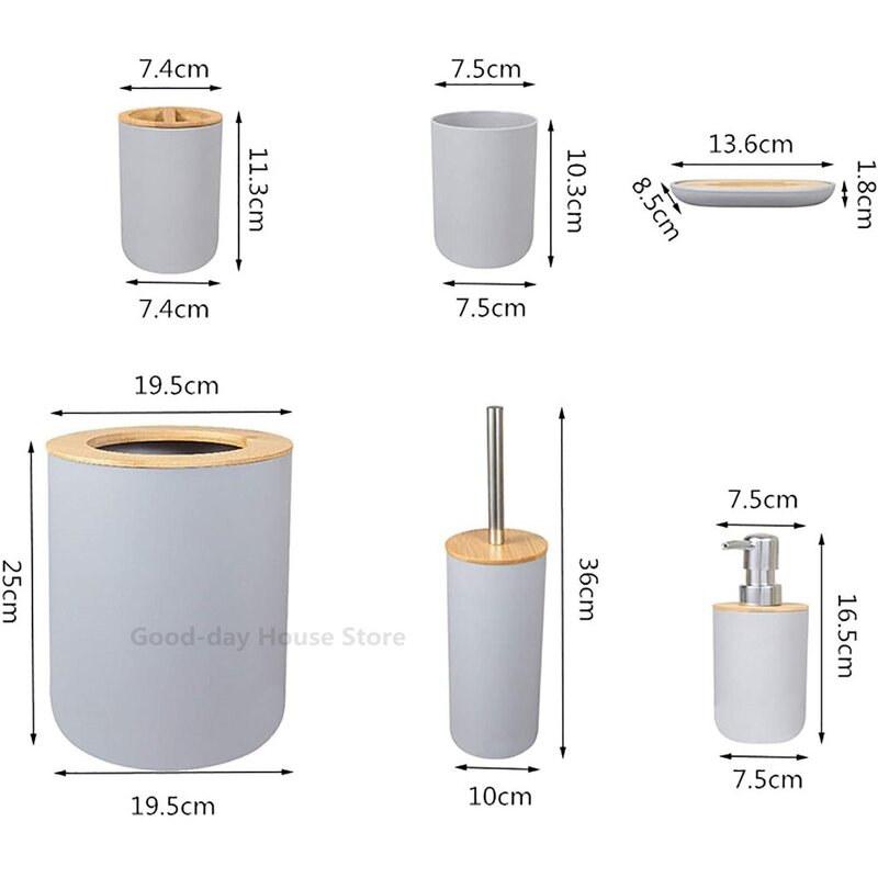 Bathroom Soap Dispenser Set - Premium White Black with Bamboo Pumps