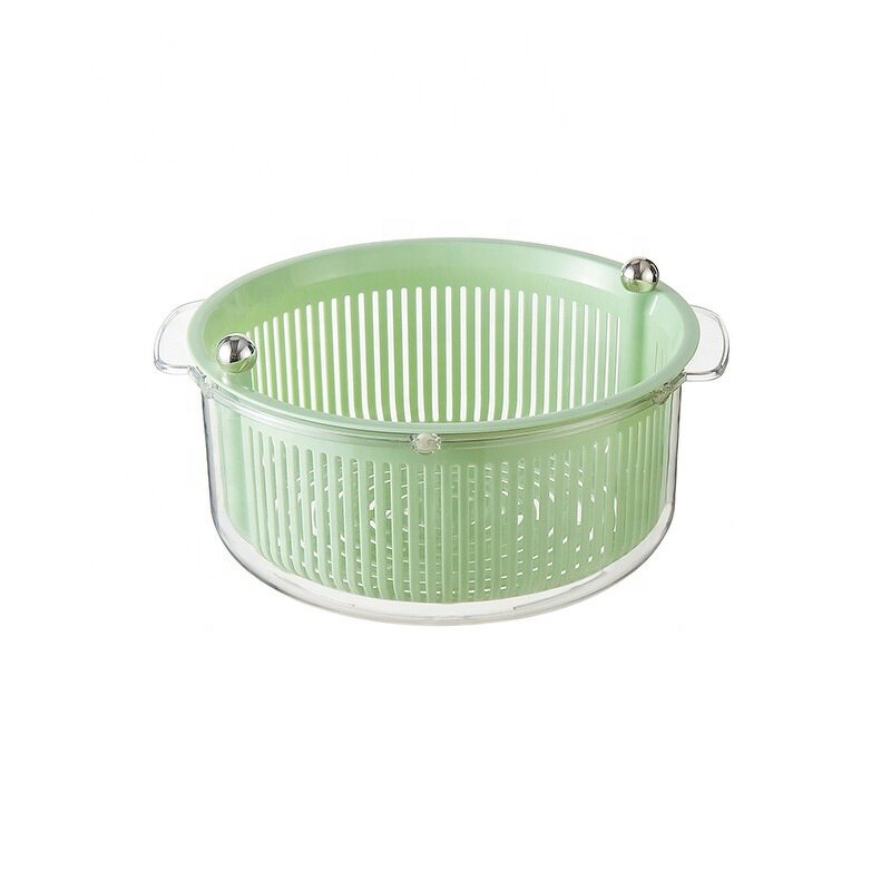 Salad Drain Basket - Multi-Functional Double-Layer Rotating for Kitchen
