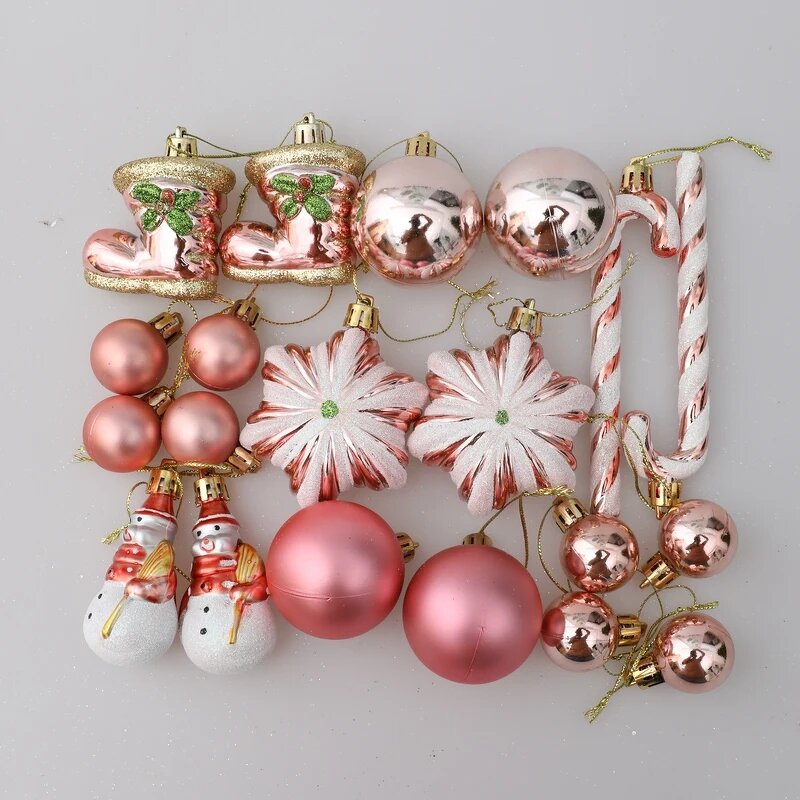 Christmas Tree Ornaments - Plastic Star Snowman Ball Set for Home Decoration