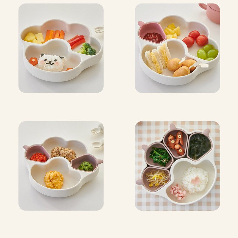 Baby Feeding Set - Anti-Slip Silicone Tray with Suction for Kids Dining