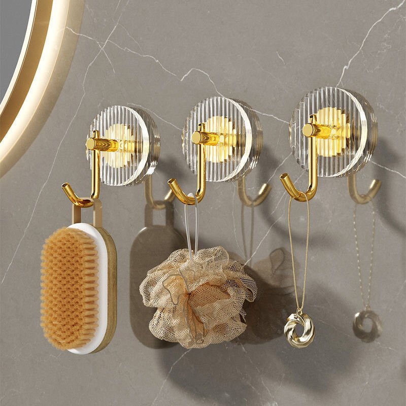 Wall Hooks - Acrylic Single Hanging Gold Silver Decorative Nail Free