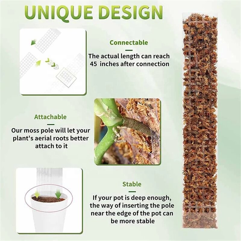 Moss Pole - Plastic Stackable for Indoor Climbing Plants & Creepers