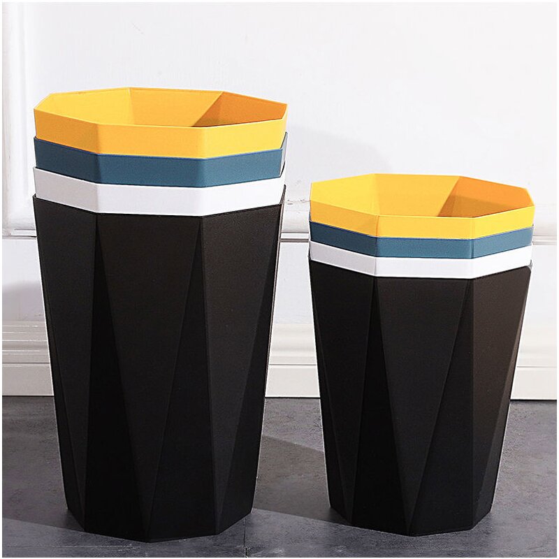 Trash Can - Square White Segregated Recycling for Child's Bedroom