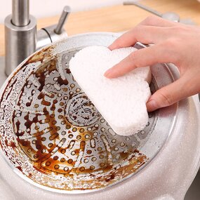 Dishwashing Sponge - Natural Wood Pulp with Nylon Magic Wipe Kitchen