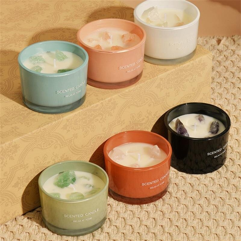 Aromatherapy Candle - Soy Healing with Quartz Crystal for Home Scent