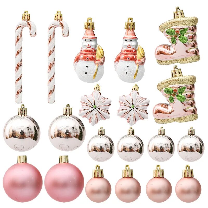 Christmas Tree Ornaments - Plastic Star Snowman Ball Set for Home Decoration