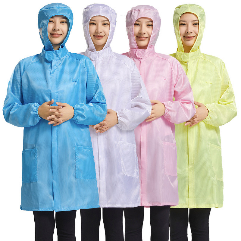 Hooded Coat - White Anti-Static Dust-Free for Breeding & Electrostatic Safety