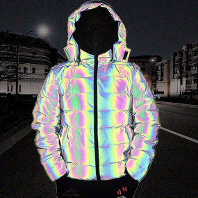 Safety Clothing - Holographic Stripe Reflective Men's Hip Hop Streetwear