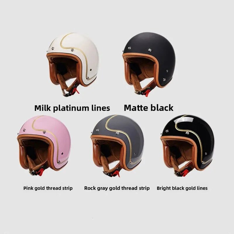 Motorcycle Helmet - Retro Semi-Open 3/4 for Cross-Country Riding