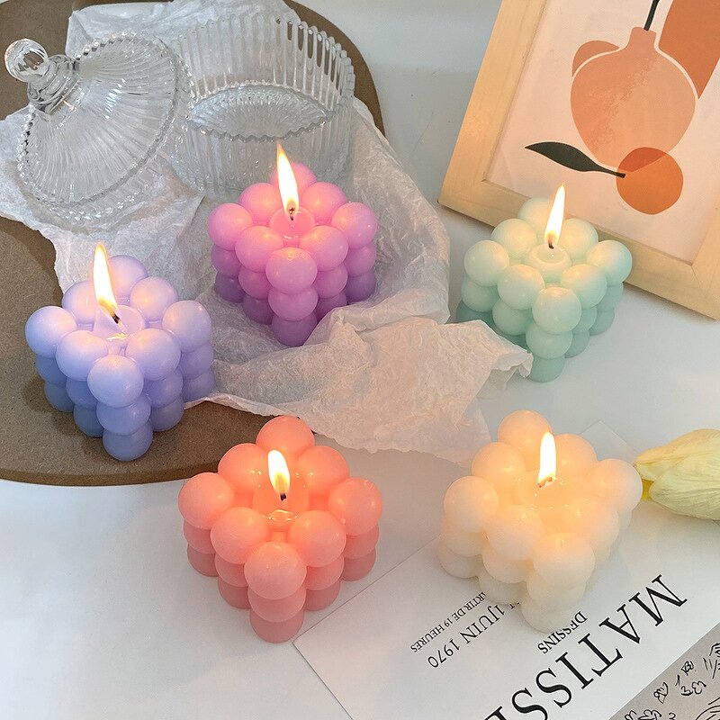 Scented Candle - Paraffin Wax Bubble Rubik's Cube Colored for Home Decoration