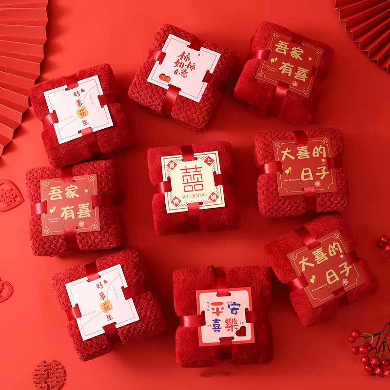 Square Towel - Creative Coral Fleece for Wedding Return Gift & Spa