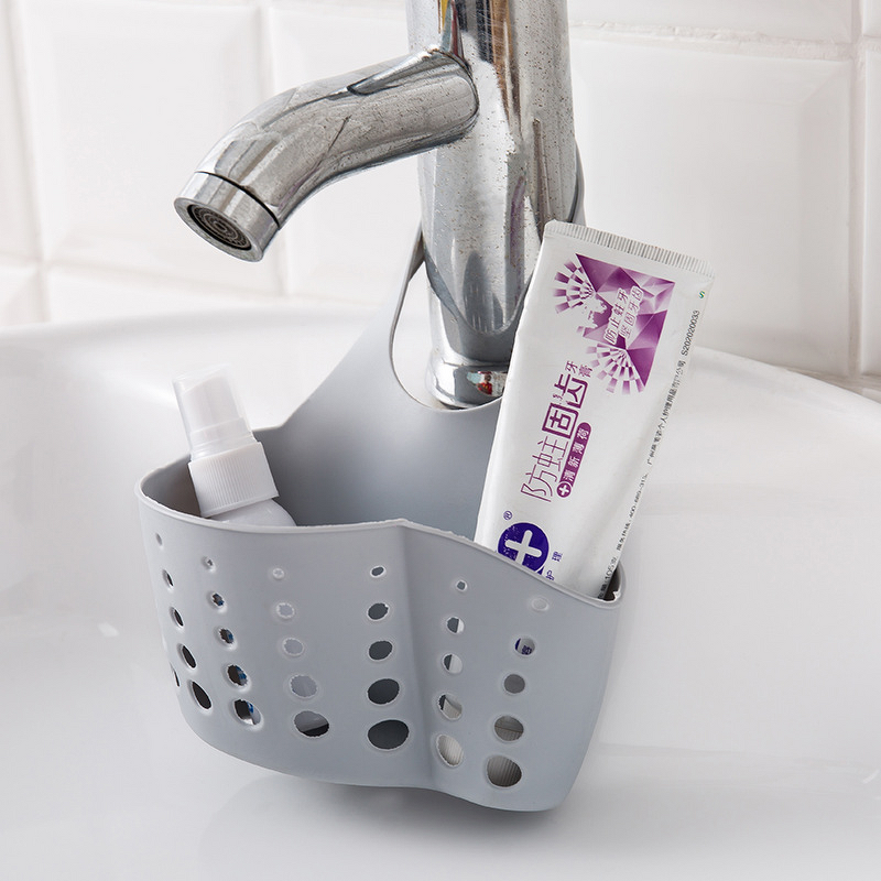 Sink Drain Rack - Plastic with Hanging Basket for Sponge & Vegetables