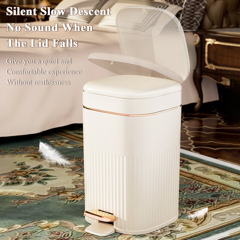 Trash Can - 8L/10L Luxury Pedal Lid Waterproof for Kitchen & Bathroom
