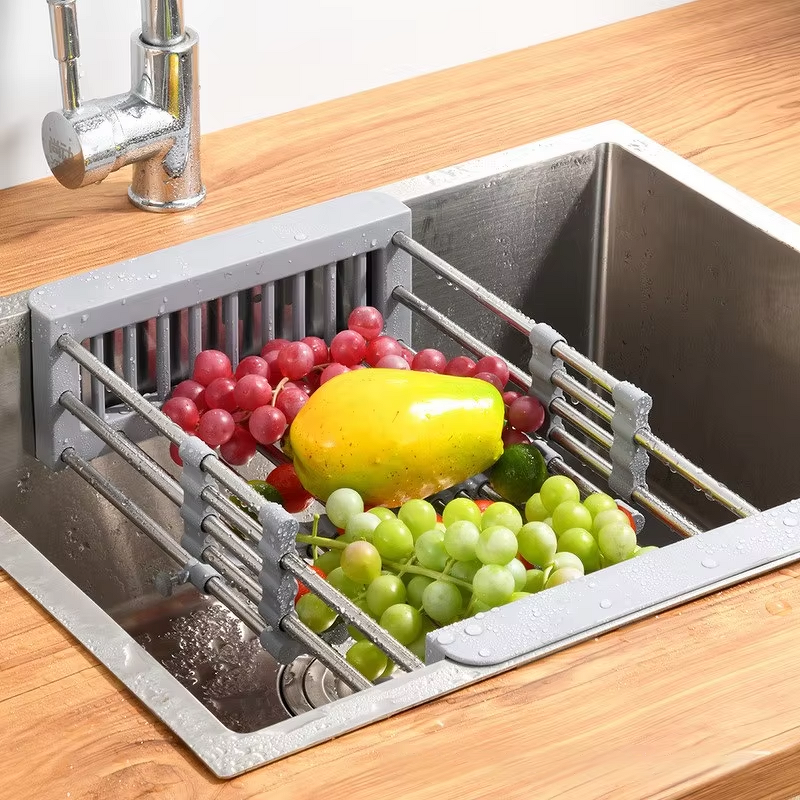 Dish Drying Rack - Single-Tier Retractable for Sink Fruit & Vegetable