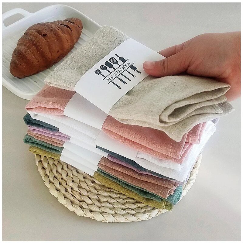Kitchen Towels - 40x40cm Ultra Soft Cotton Handmade 100% Linen Absorbent