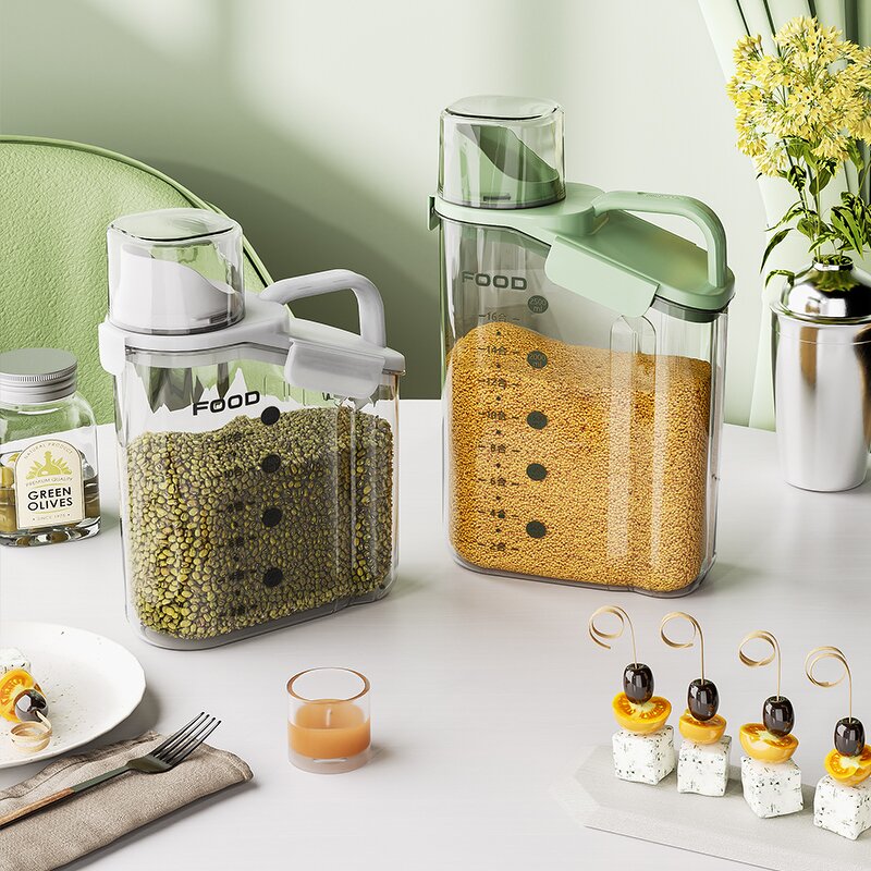 Storage Container - Transparent Plastic Airtight Rectangle for Cereal