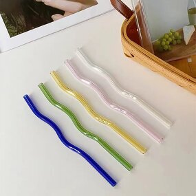 Glass Pipette - Wave-shaped High Borosilicate Creative Tableware Straw