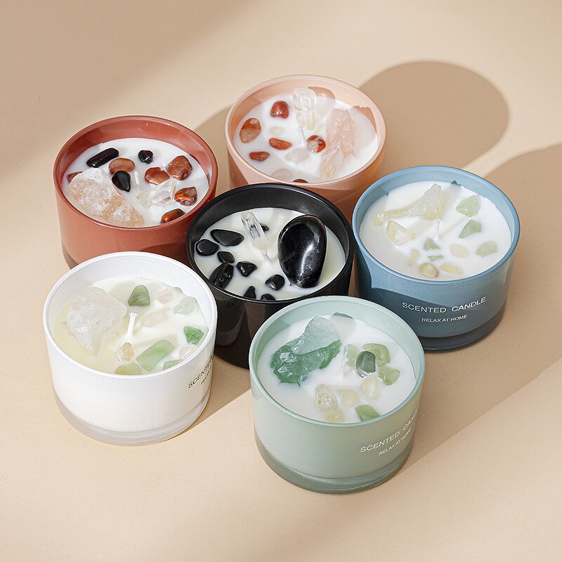 Aromatherapy Candle - Soy Healing with Quartz Crystal for Home Scent