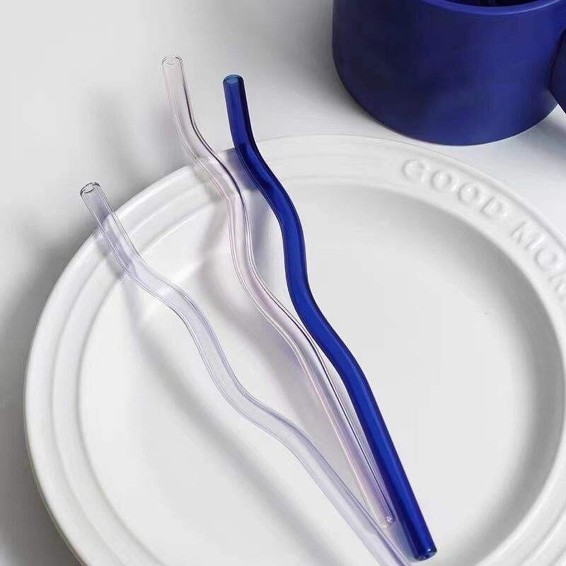 Glass Pipette - Wave-shaped High Borosilicate Creative Tableware Straw