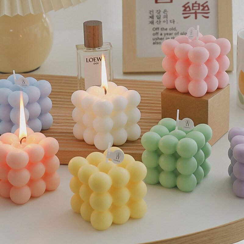 Scented Candle - Paraffin Wax Bubble Rubik's Cube Colored for Home Decoration