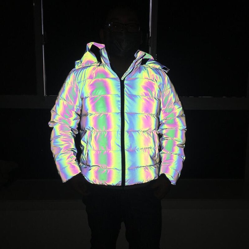 Safety Clothing - Holographic Stripe Reflective Men's Hip Hop Streetwear